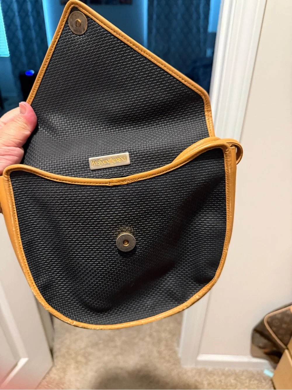 Yves Saint Laurent Black and Tan Crossbody Bag